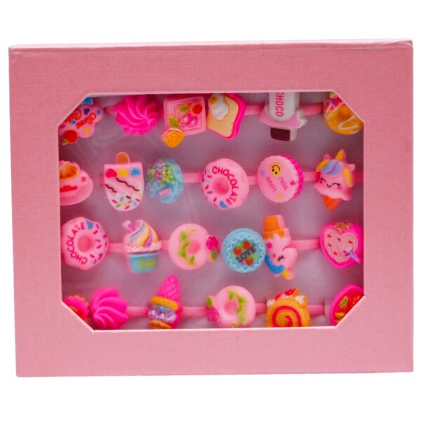 24Pcs / Set Children Cartoon Design Open Rings Adjustable Size Finger Ring for Girls Gift