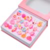 24Pcs / Set Children Cartoon Design Open Rings Adjustable Size Finger Ring for Girls Gift