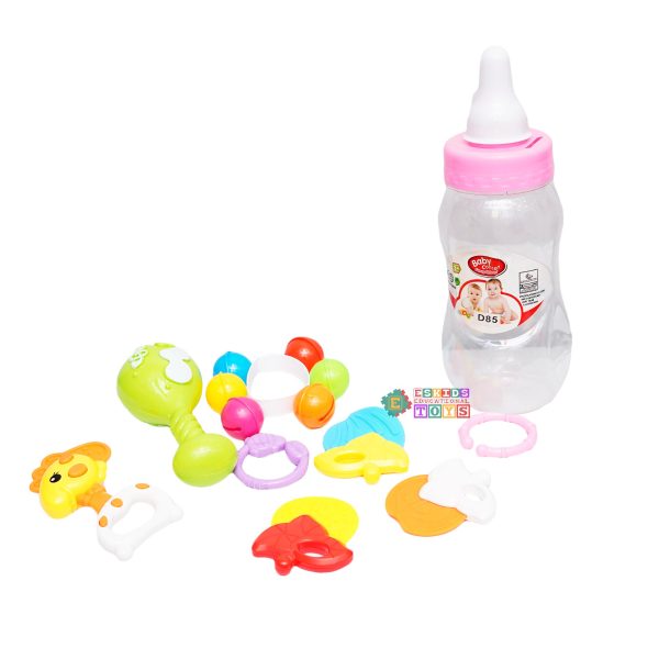 Baby Bottle Rattle & Teether Toy Gift Set