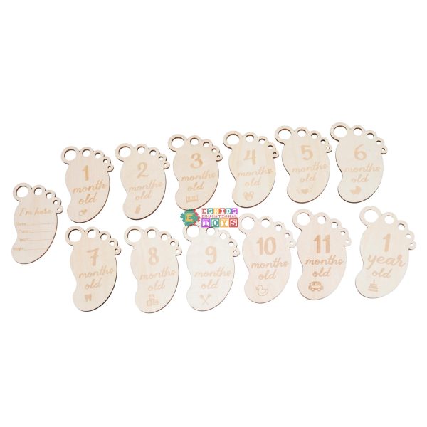 _RSL0164 Wooden Baby Monthly Milestone Foot Plaque Set